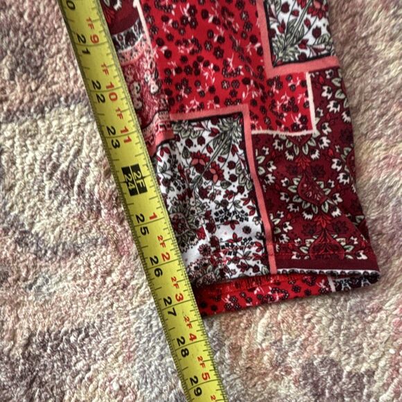 Bobbie Brooks Women's XL Ankle Leggings Pink Red Geometric Stretch 2-Pack - Picture 6 of 7